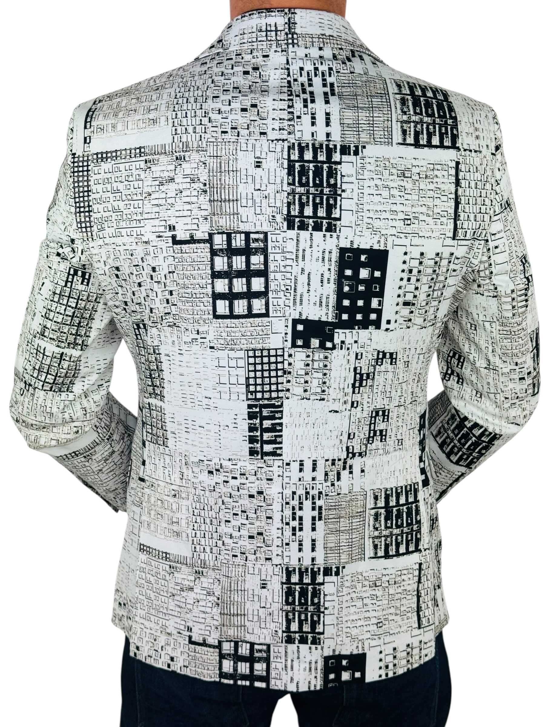 MARCO MILANO Marynarka męska M02 biała, czarna - BLOKI, casual