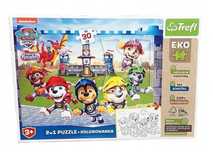 Trefl 91807 2W1 Eko Puzzle +Kolorowanka Psi Patrol