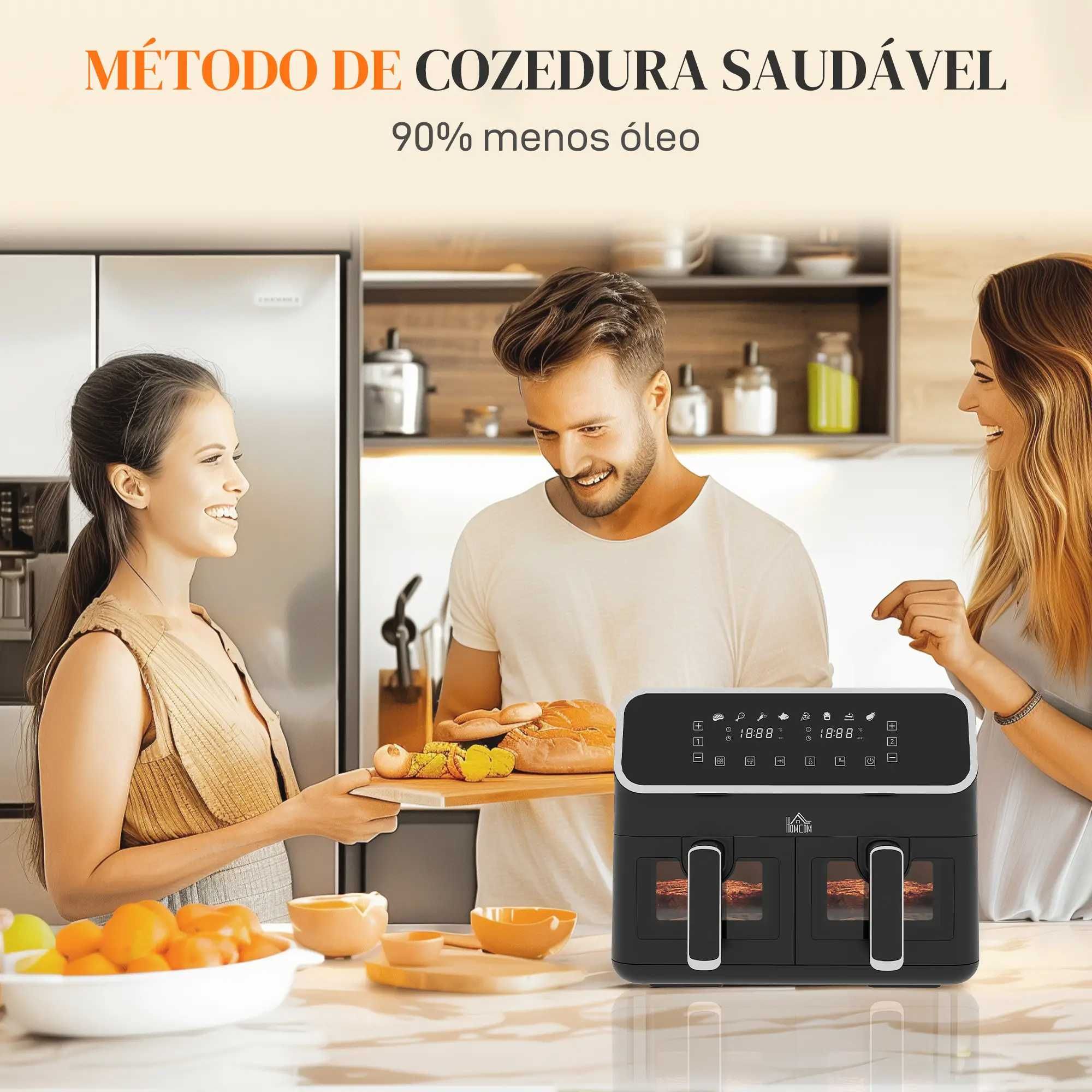 Fritadeira Air Fryer sem Óleo, 8 Litros, 2700W 2 Cestos Independentes