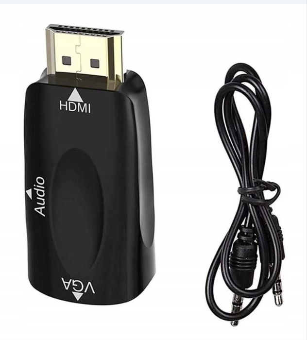 Konwerter HDMI do VGA D-Sub + wyjście AUDIO z kablem.
