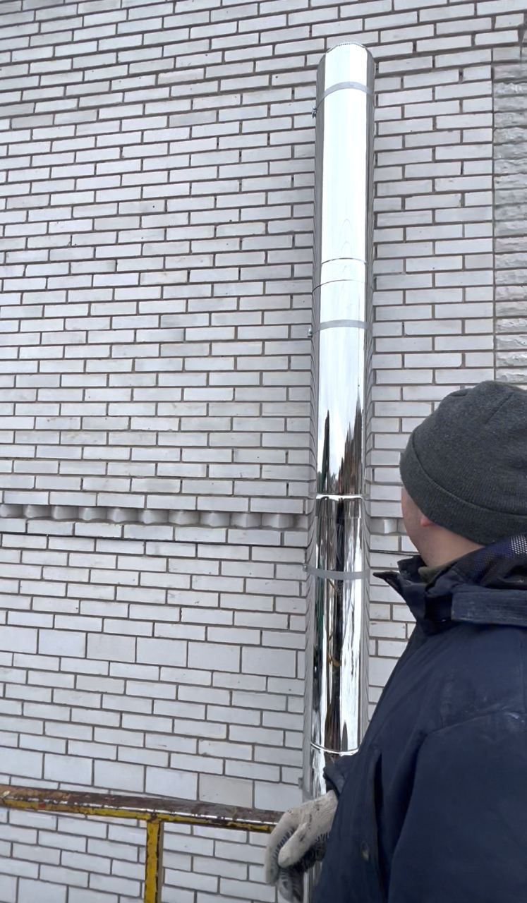 Установка дымохода Киев/ димохід через стіну/ монтаж димоходу/ Дымоход