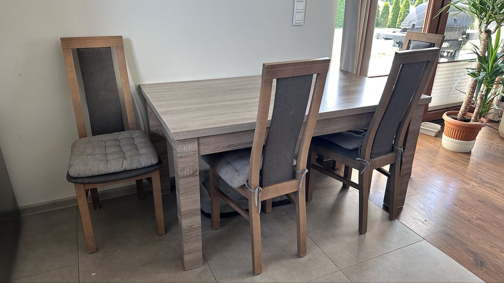 Stół 6 krzesel duzy 150x 91 solidny dab sonoma