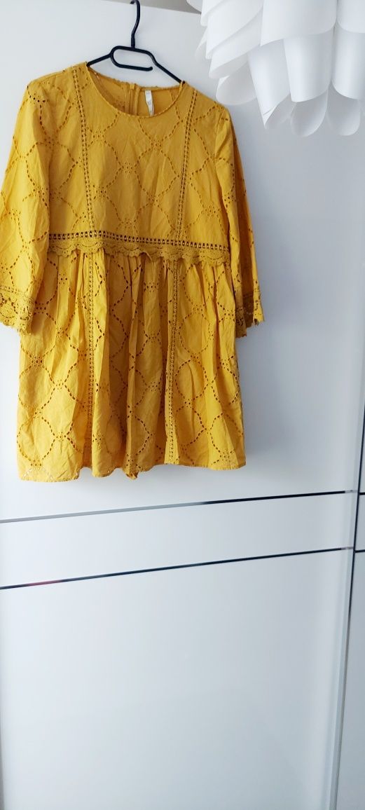 Zara boho koronka musztardowy sukienka kombinezon. Polecam