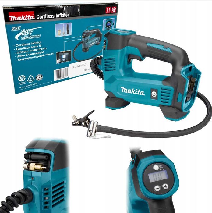 Makita KOMPRESOR samochodowy akumulatorowy LXT 18V KOŃCÓWKI DMP180Z