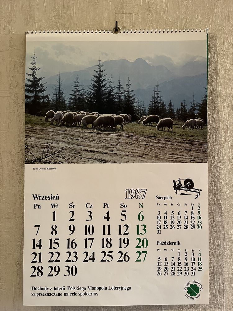 Kalendarz Polski Monopol Loteryjny 1987r.
