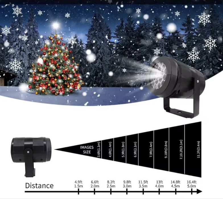 Projektor LED płatki śniegu