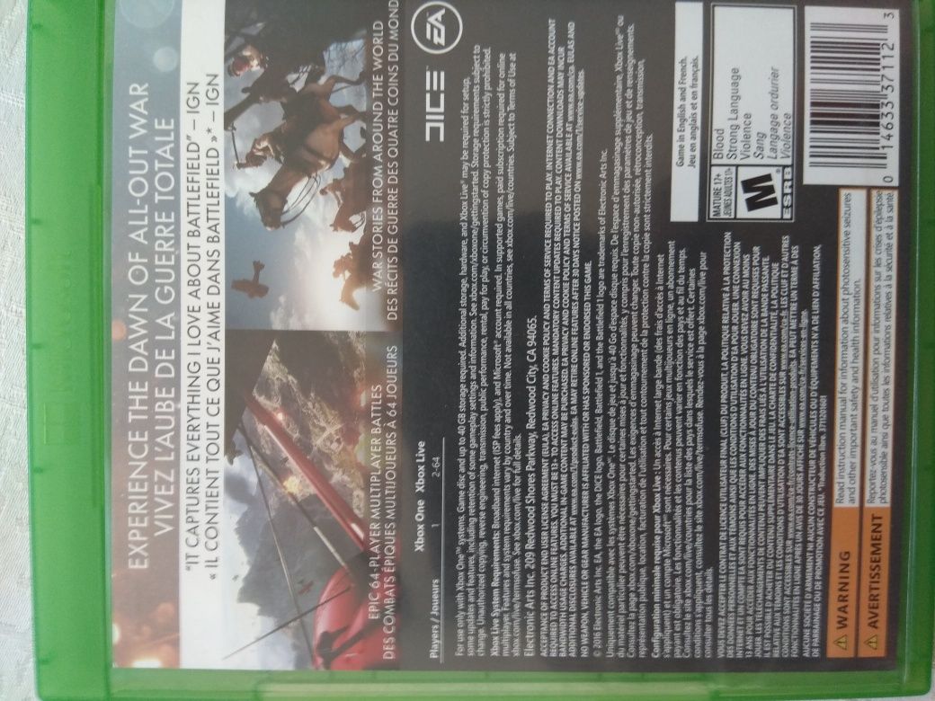 Battlefield 1 gra na Xbox one