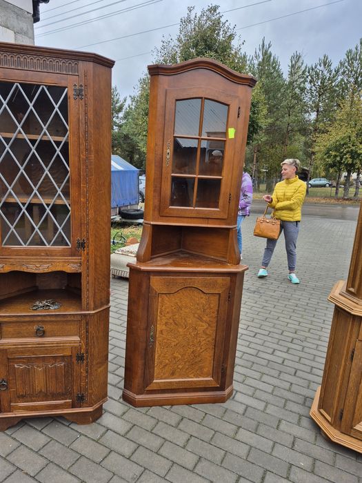 Tekowa szafka narożna wysoka