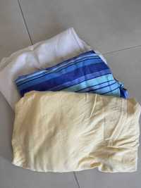 Lençol ajustável p/berço algodão, amarelo/azul e branco 60x120 cm