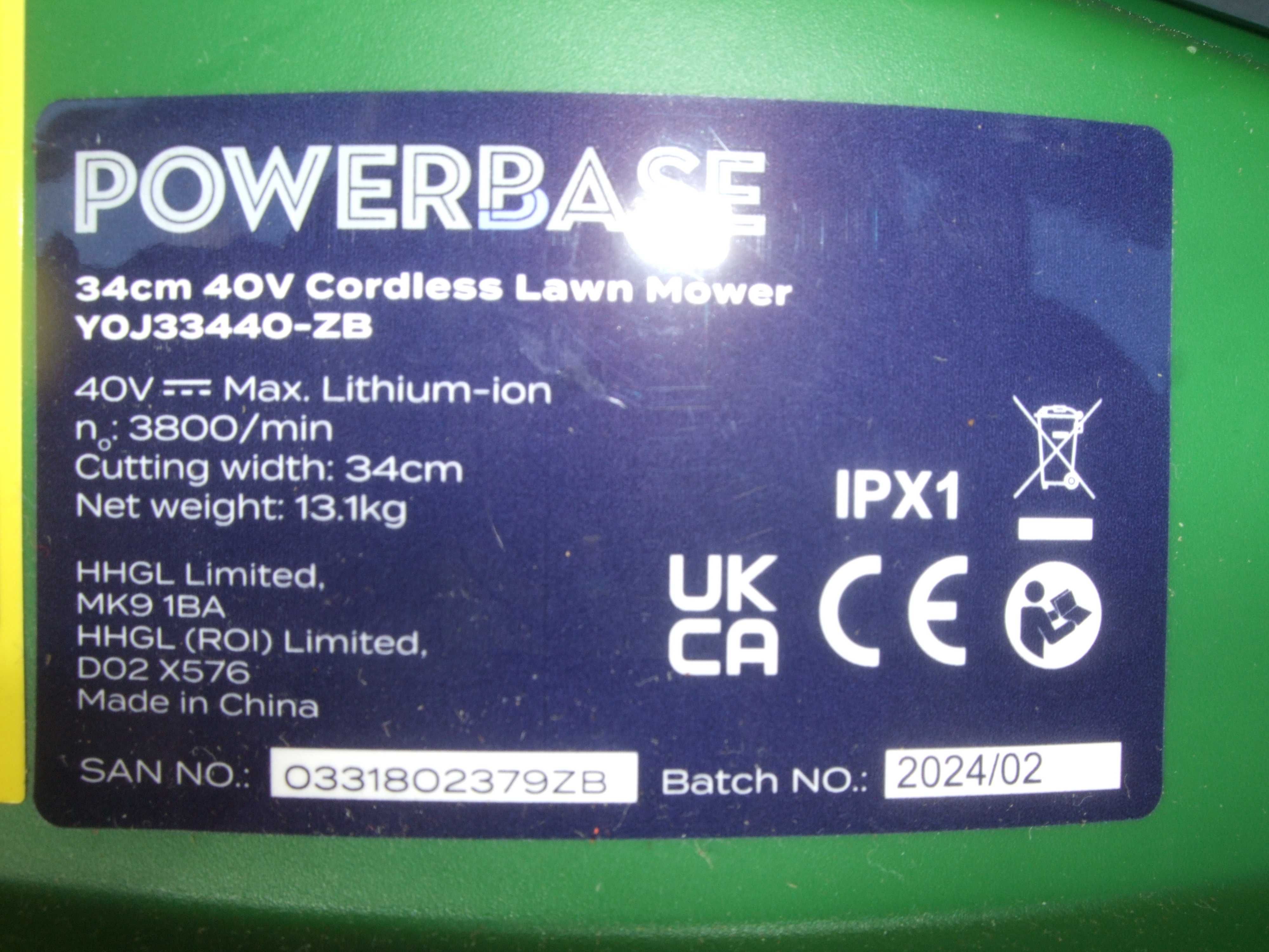 AKUMULATOROWA Kosiarka Powerbase 40V, 34cm Komplet NOWY MODEL 2024 !!!