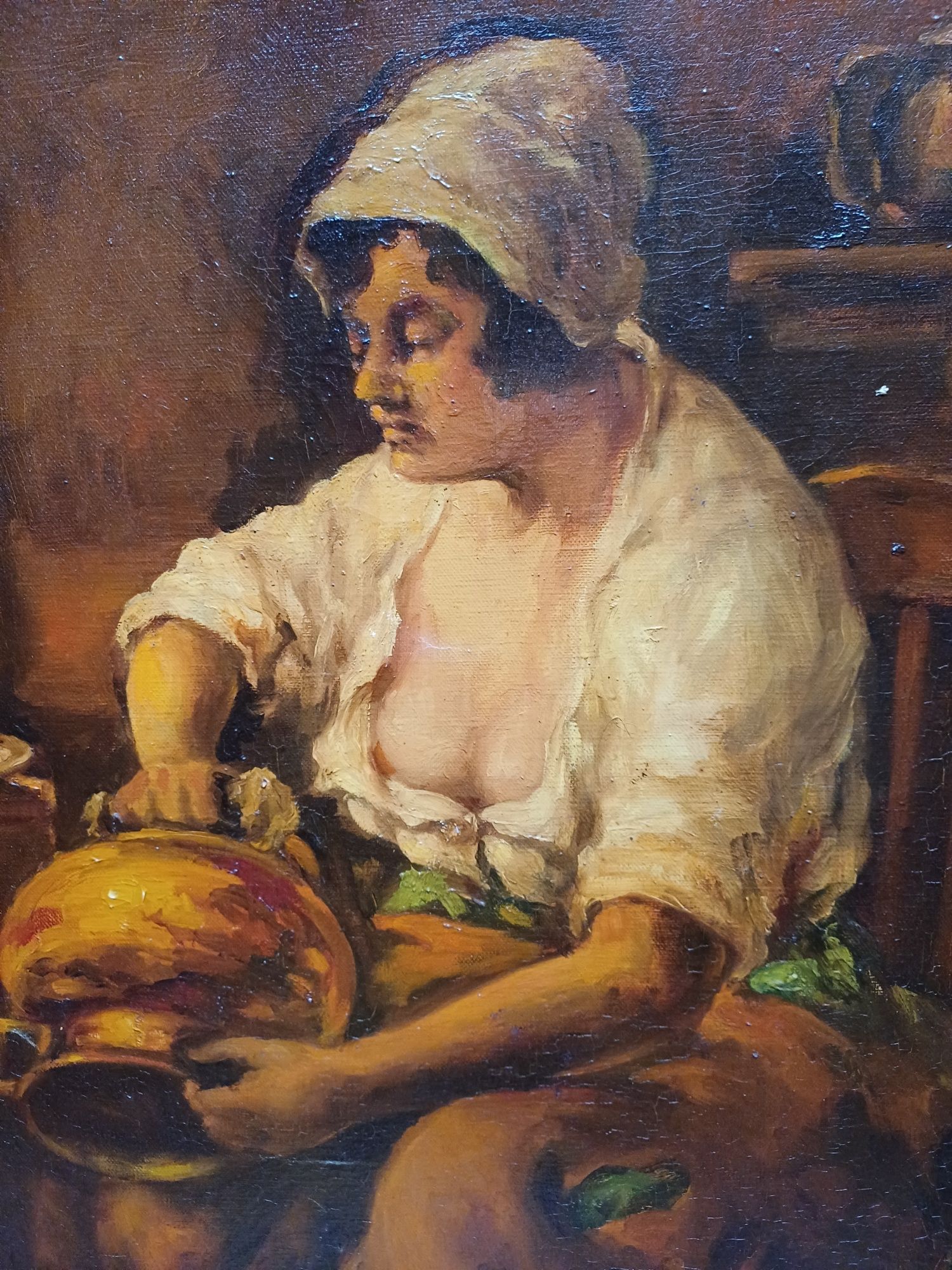 Stary obraz na płótnie sygnowany