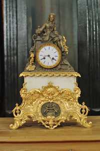 Francja XIX brąz złocony ogniowo nr 5 MOLIERE zegar stojący kominkowy