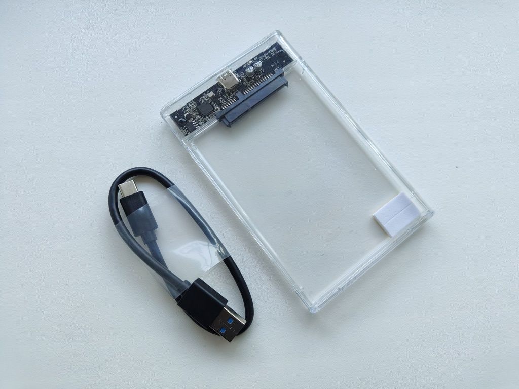Корпус TypeC USB 3.1 внешний карман SATA HDD SSD 2.5 прозрачный темный