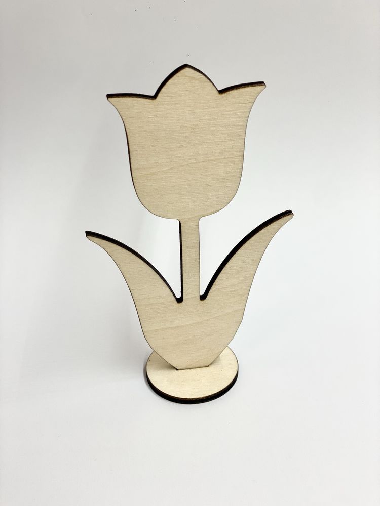 Pomalowany Drewniany DUŻY TULIPAN 12x7 cm drewno figurka super jakość