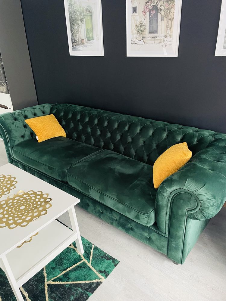 Zielona Sofa/ kanapa  trzyosobowa Chesterfield Max