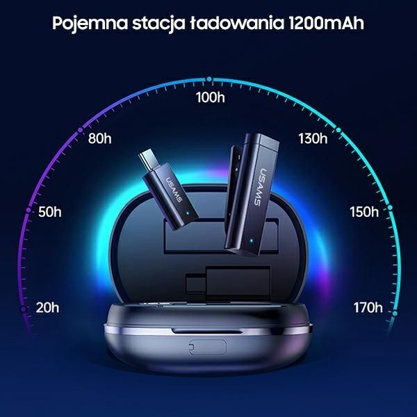 Bezprzewodowy Mikrofon Krawatowy USAMS ENC 2.4G 10m - Czysty Dźwięk