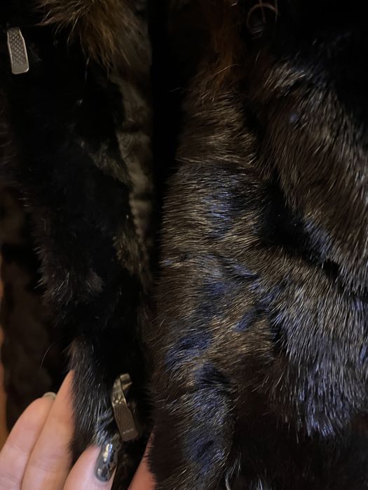 Шуба норкова (шматочки) з капюшоном