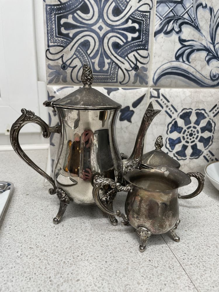Чайник кофейник набор мельхиор