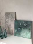 Oryginalny obraz akrylowy abstrakcja kwiaty  zielony shabby chic