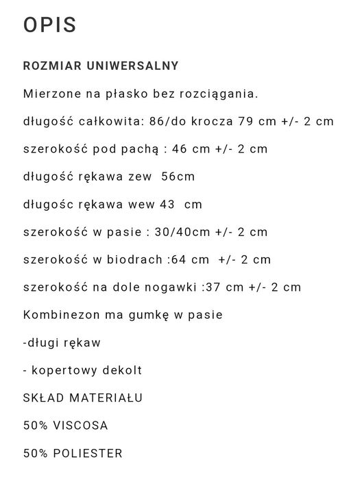 Nowy kombinezon damski kopertowy marmurkowy
Rozmiar S M