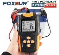 Тестер акумуляторних батарей FOXSUR FBT-200 12V/24V 3-200Ah жовтий