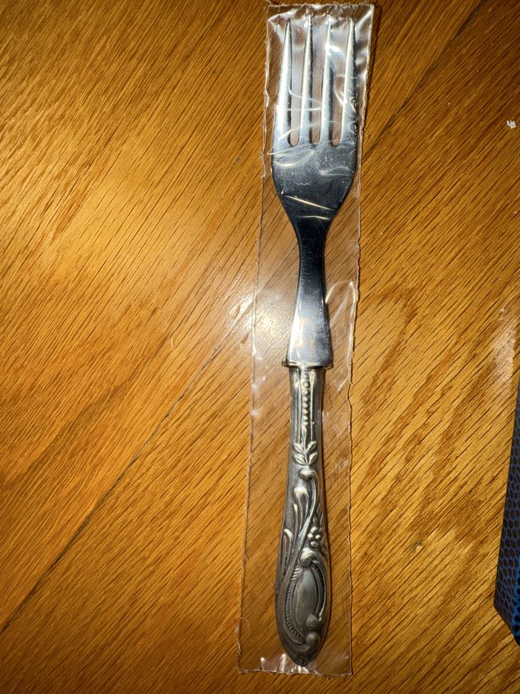 Conjunto criança em prata: colher garfo argola guardanapo