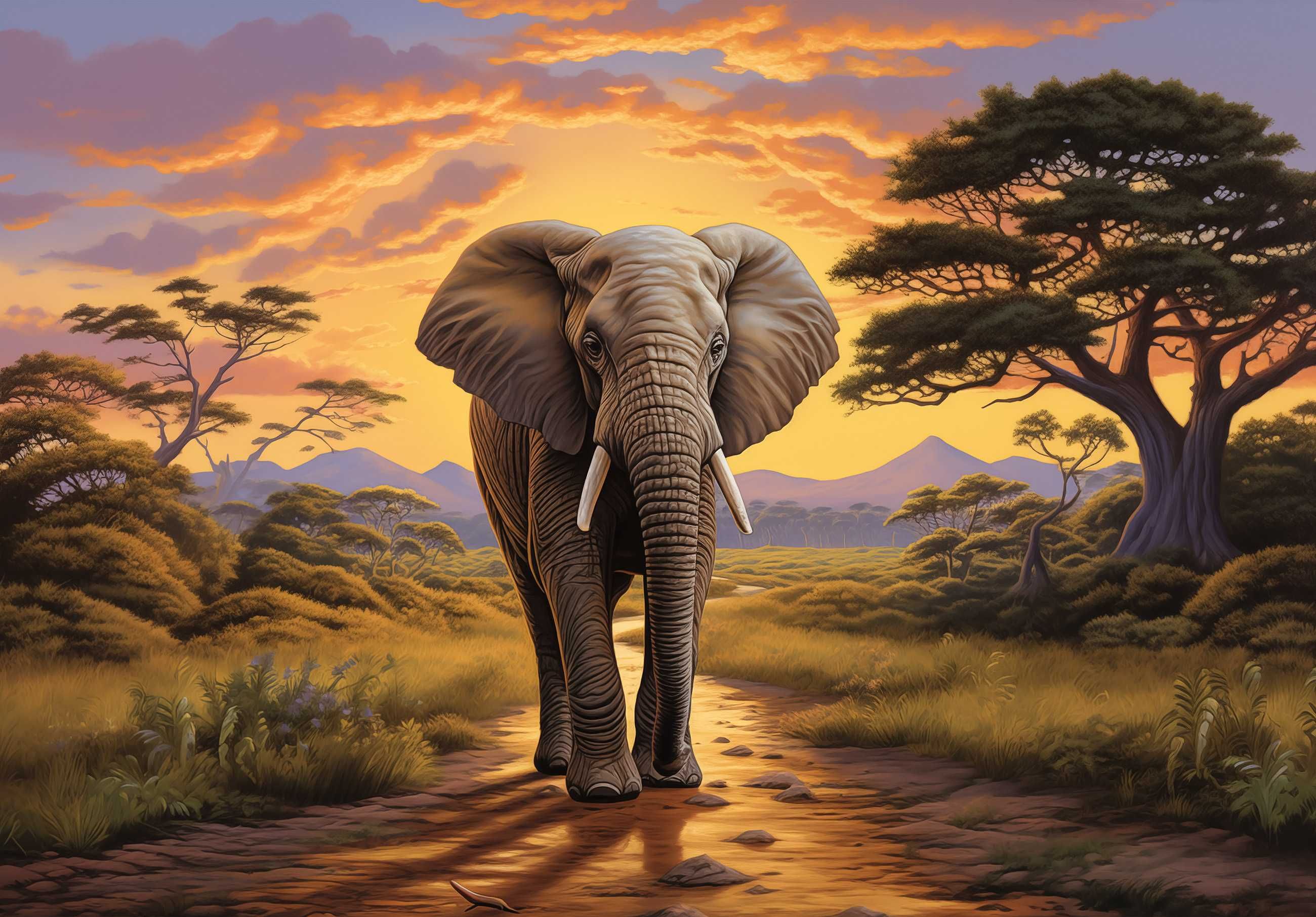 Fototapeta Słoń Natura Zwierzęta Safari Lato 3D Twój Rozmiar + KLEJ