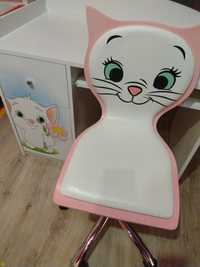 Krzesło + biurko fotel kotek Halmar  happy szuflady kot