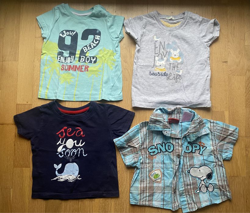 Zestaw 4 koszulek z krótkim rękawem 74 Benetton Primark Pepco Snoopy