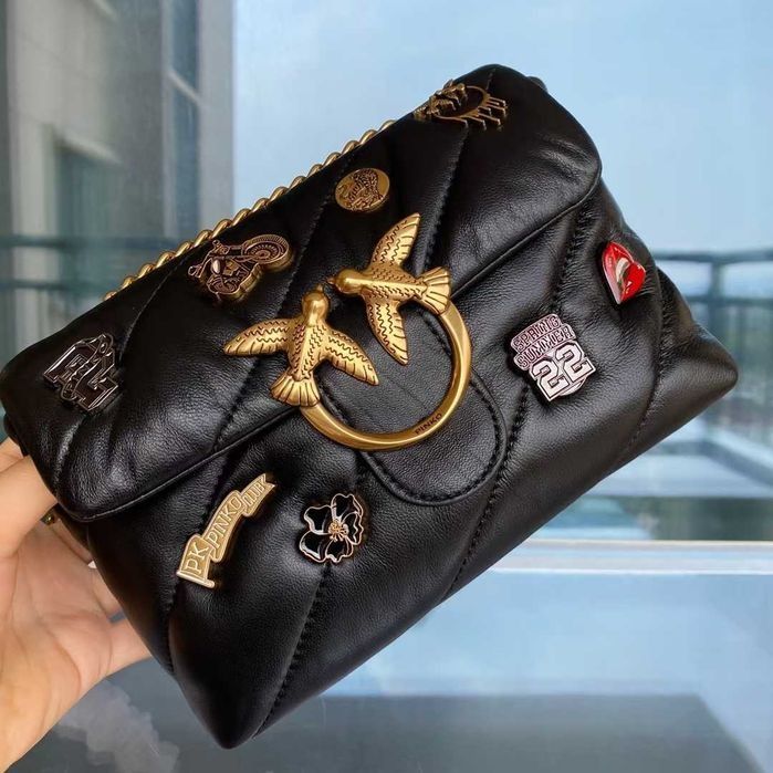 Сумка пінко пинко Pinko Grey Quilted Leather Love