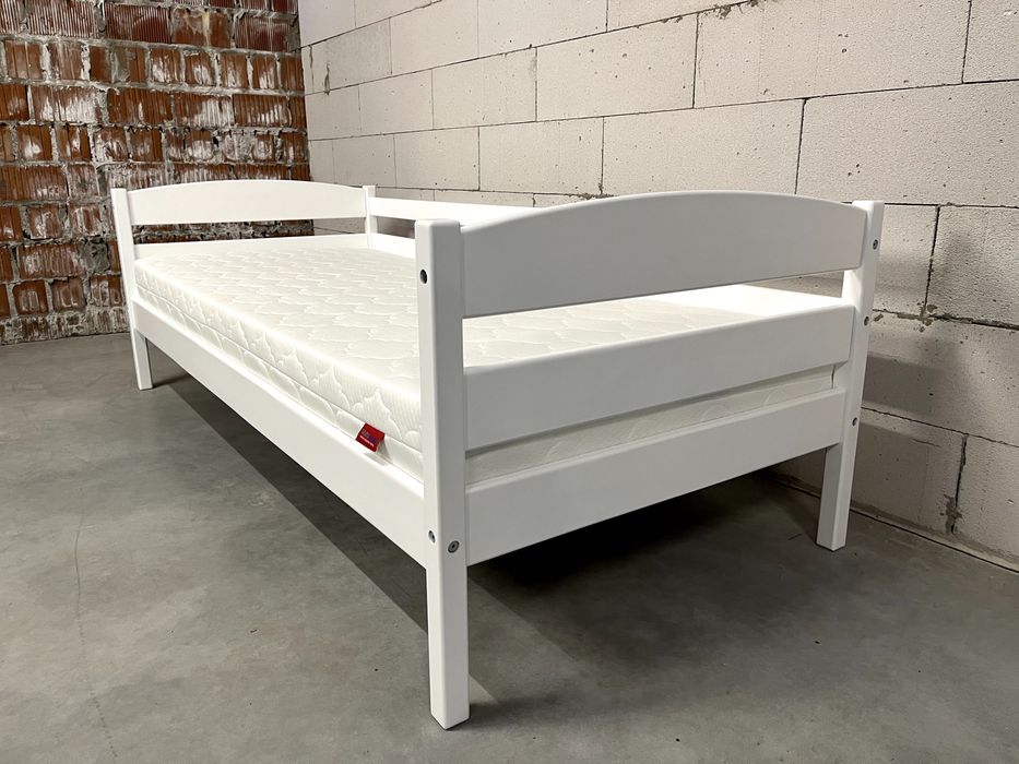 Ліжко односпальне, підліткове дитяче ліжко з дерева і матрац до нього