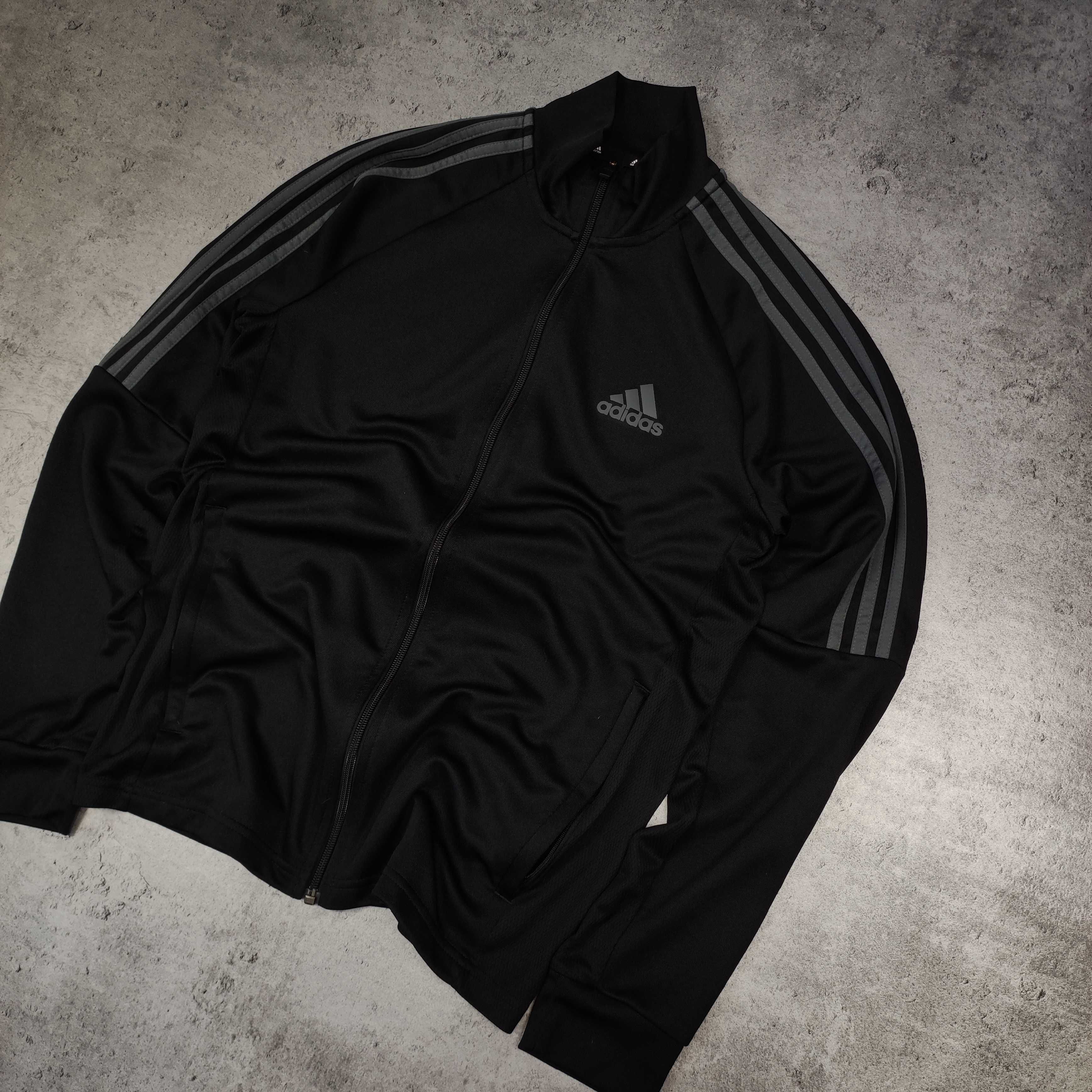 MĘSKA Sportowa Bluza Rozpinana Lekka 3 Paski Adidas Czarna Aeroready