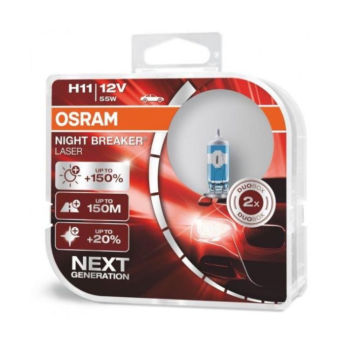 Lâmpadas Osram Night Breaker Laser Next +150% H1/H3/H4/H7/H8/H11/HB3