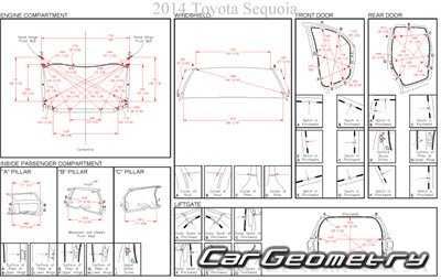 Геометрия кузова, размеры рамы Toyota Sequoia/Тойота Секвоя 2008-2016