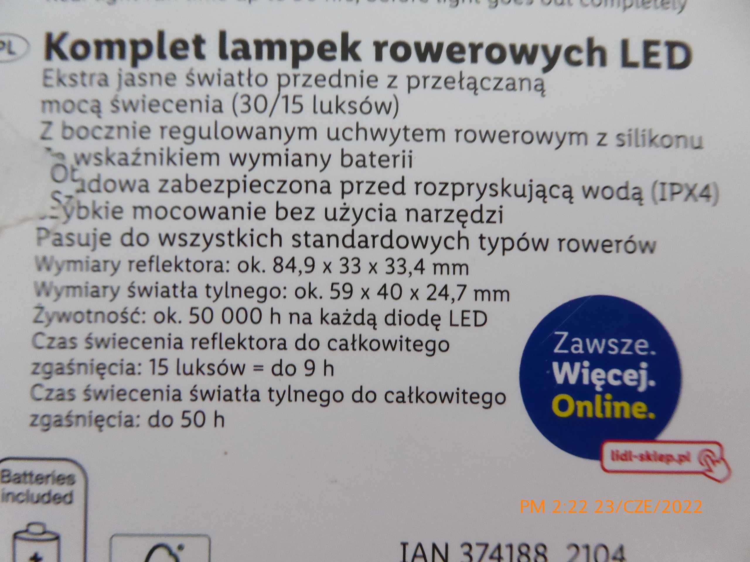 Nowy zestaw lampek rowerowych LED CRIVIT