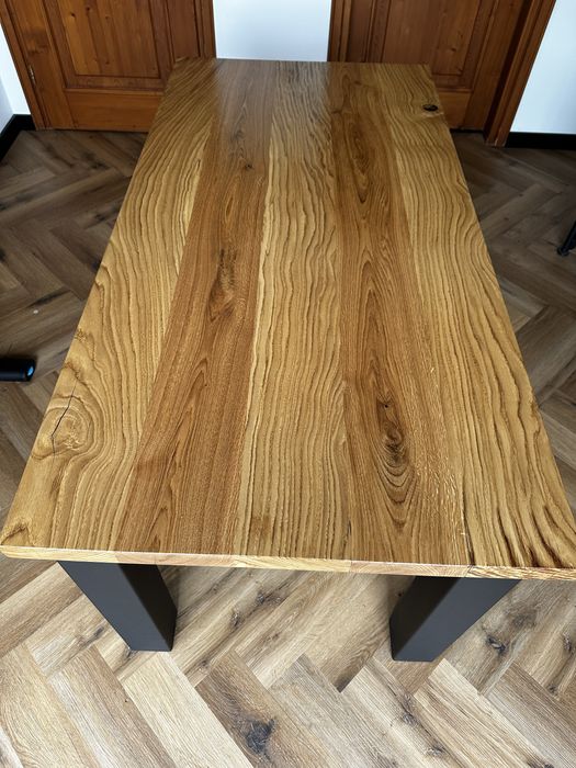 NOWY Stół dębowy z litego drewna  solidny, metalowe nogi loft
