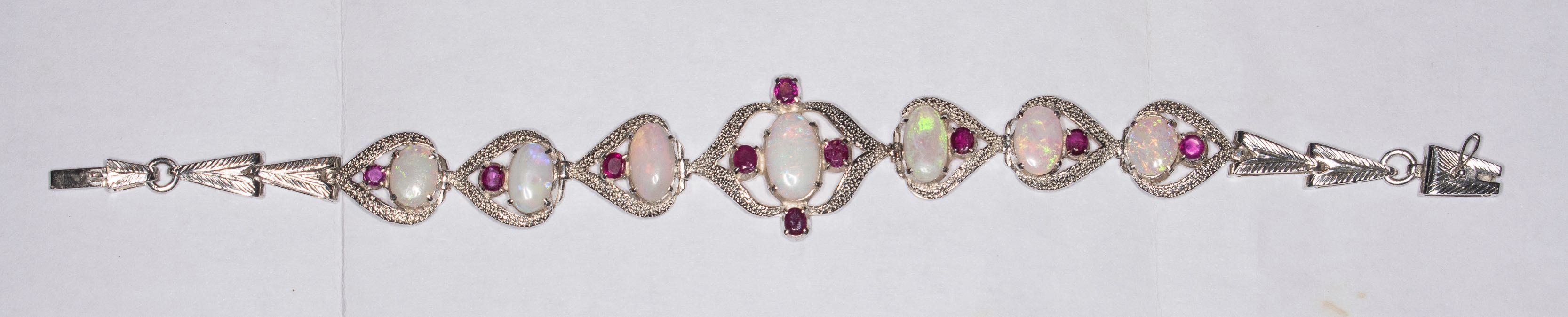 Bracelete de Opalas e Rubis vintage
