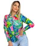 Zielona Elegancka Szykowna Koszula Bawełniana Kwiatowy Print Marina