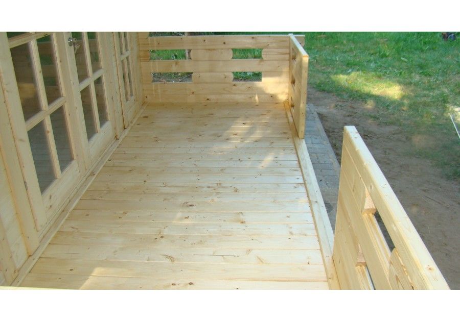 Domek letniskowy drewniany z balika mały ogrodowy z tarasem 3.8x3.8m