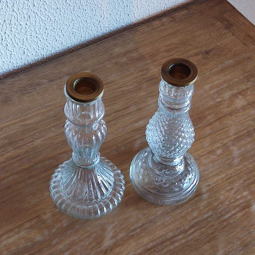 Conjunto 2 castiçais em vidro
