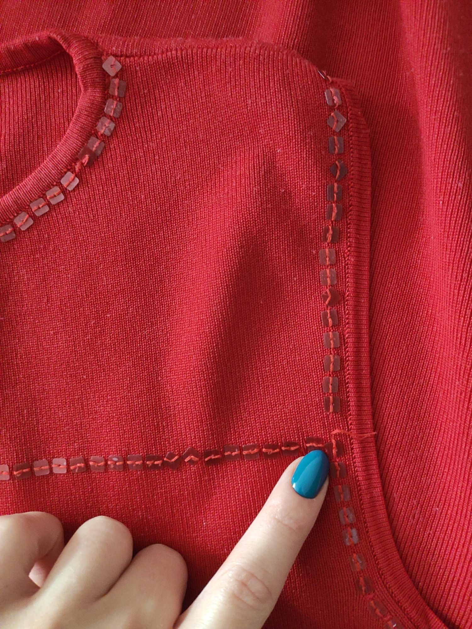 Serdaczek bezrękawnik sweter sweterek czerwony 14 42 xl wiskoza