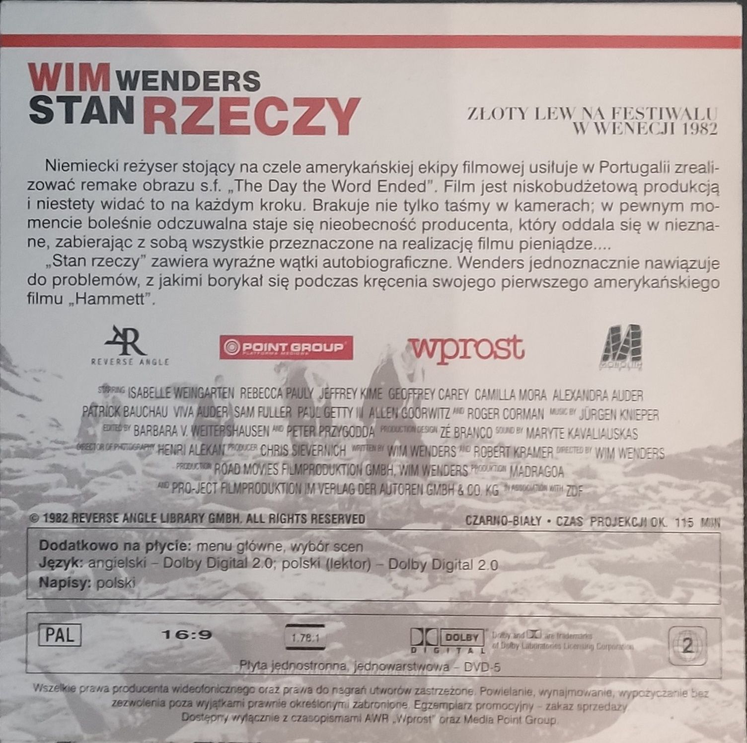 Wim Wenders Anchor Bay 8 dvd region 1, bez pl