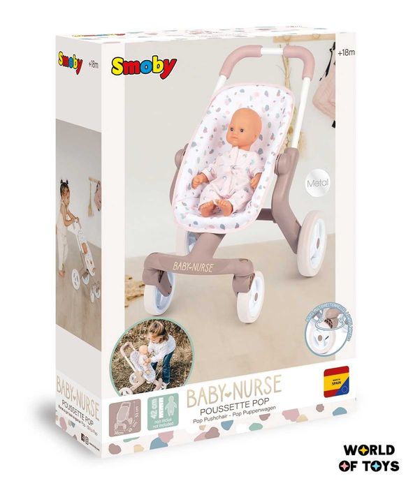 Коляска Smoby для ляльки Baby Nurse Рожева пудра Прогулянка 251218