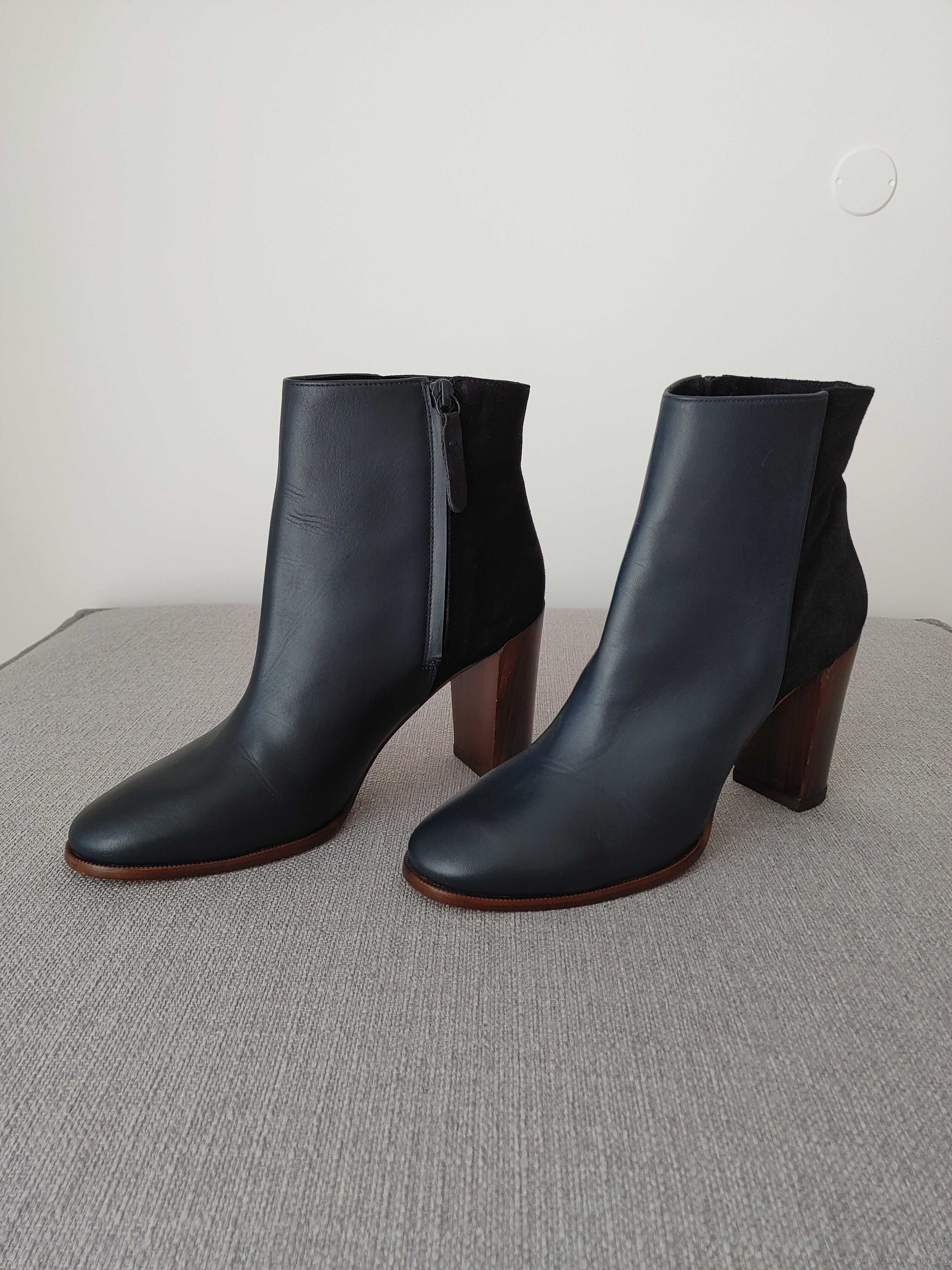 Botas pele azul escuro Massimo Dutti