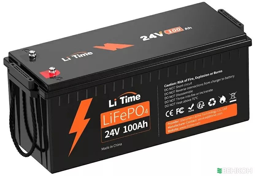 lifepo4 акумулятор 24в 100А батарея аккумулятор дбж Litime 12.8