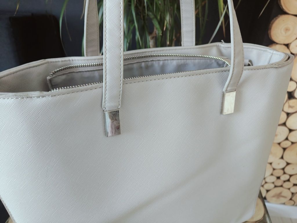 Reserved szara torebka shopper duża A4 elegancka pojemna pasek eko skó