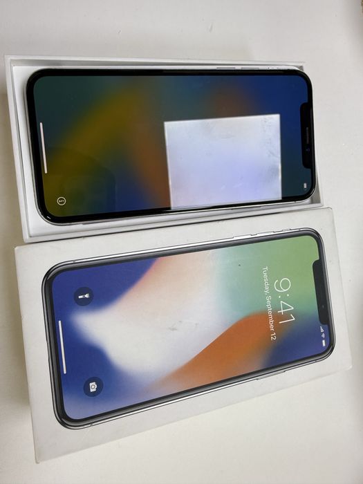 I phone x silver 64gb pudelko 100% sprawny caly stan idealny