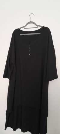 Czarna, cienka sukienka midi z długim rękawem 54, 56