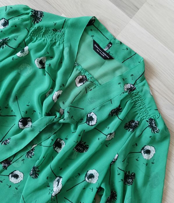 Dorothy Perkins wizytowa bluzka zielona z wiązaniem pod szyją 18/ 46