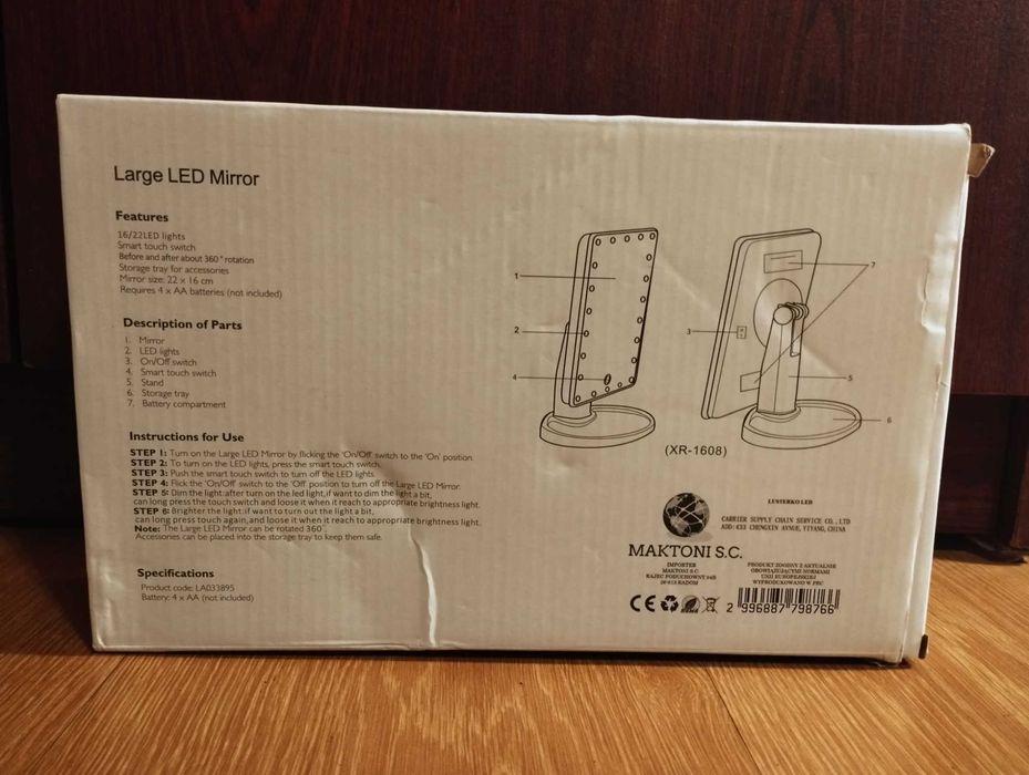 Lampa LED Mirror do makijażu (nie działają ledy)